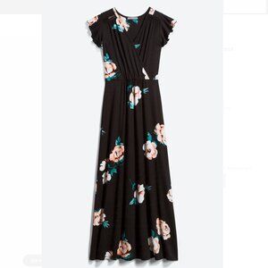 Loveappella Torri Knit Black Floral Maxi Dress Small S